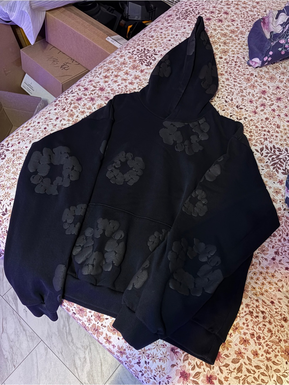 Denim Tears Black on Black Pullover Hoodie - XXL